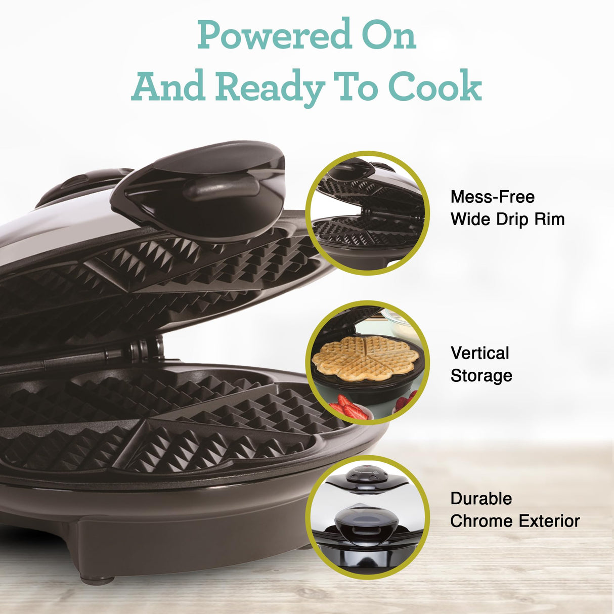 Euro Cuisine WM520 Heart Shaped Iron Waffle Maker - Eco-Friendly PTFE and PFOA Free Non Stick Plates, Perfect for V-Day & Special Occasions, 8-Inch Euro Cuisine