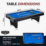 Hathaway Hustler 7 Ft Tournament Pool Table – Includes Cue Sticks, Billiard Balls, Automatic Ball Return – Perfect for Competitive Players and Family Games Room – Blue Felt with Black Finish Hathaway