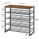 HOOBRO Shoe Rack, 5 Tier Shoe Organizer, Adjustable Shoe Shelves, Flat or Slanted, Holds 16-20 Pairs, Stable and Durable for Entryway, Closet, Rustic Brown and Black BF08XJ01 HOOBRO
