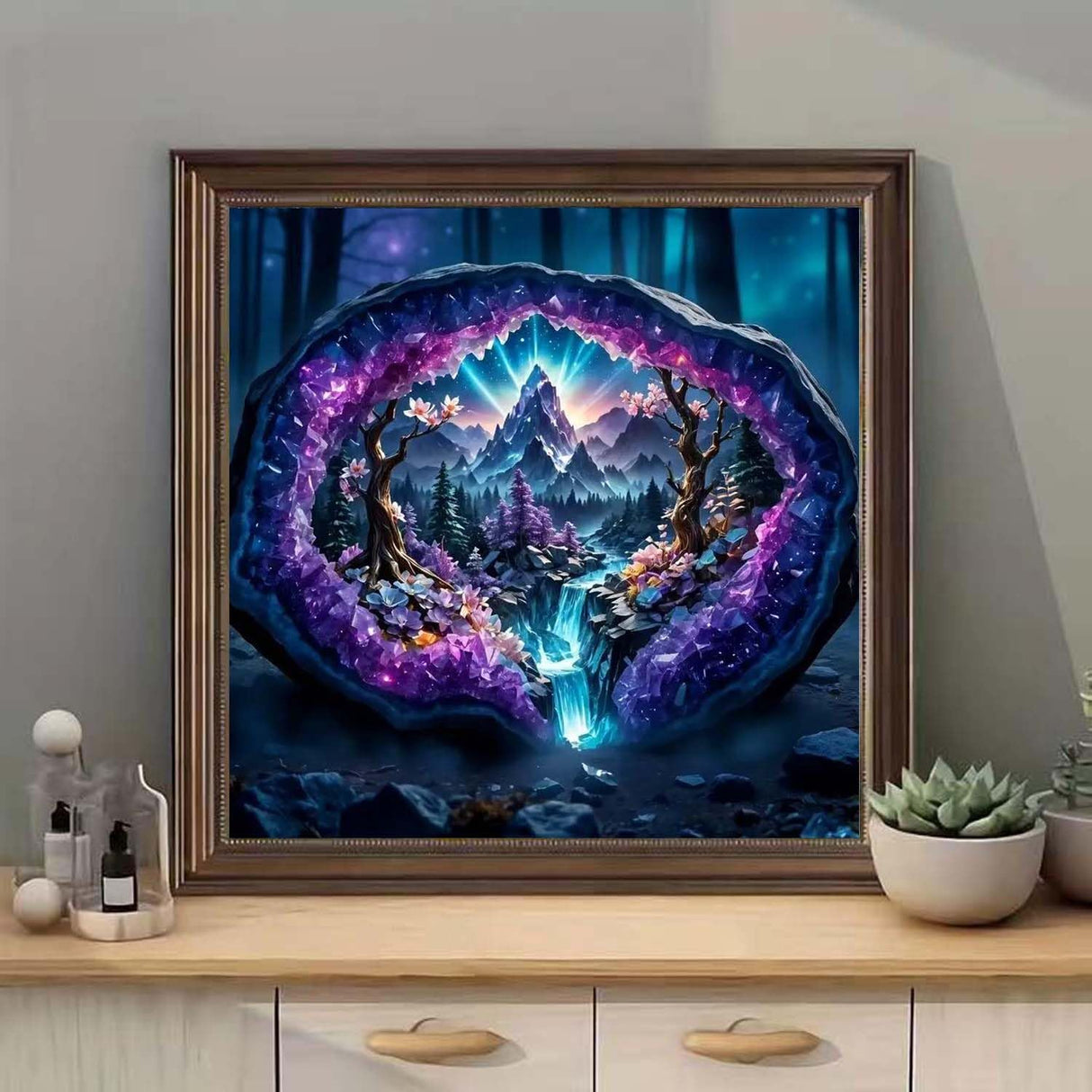 SHICERNHJ Waterfall Diamond Painting Kits for Adults,Crystal Forest Iandscape 5D Diamond Art Kits for Beginners, DIY Full Drill Scenery with Gem Art Home Wall Decor12x12Inch SHICERNHJ