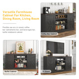 Hlivelood 66" Farmhouse TV Stand with Power Outlets for 75 65 Inch TVs, 33" Tall Entertainment Center with Storage Cabinets w/Adjustable Shelves, Rustic Large TV Media Console for Living Room, Black Hlivelood
