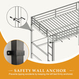 MAKIAAP Loft Bed with Desk & Ladder, Metal High LoftBed Frame with LED Lights & Charging Station, Sturdy Noise-Free Loft Bed for Kids, Teens & Adults, Space-Saving Design (Black, Queen) MAKIAAP