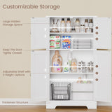 TEENFON Bathroom Floor Storage Cabinet, Freestanding Bathroom Storage Unit with 2 Adjustable Shelves & 4 Doors, 11.8 x 23.6 x 42.7 Inches, White TEENFON