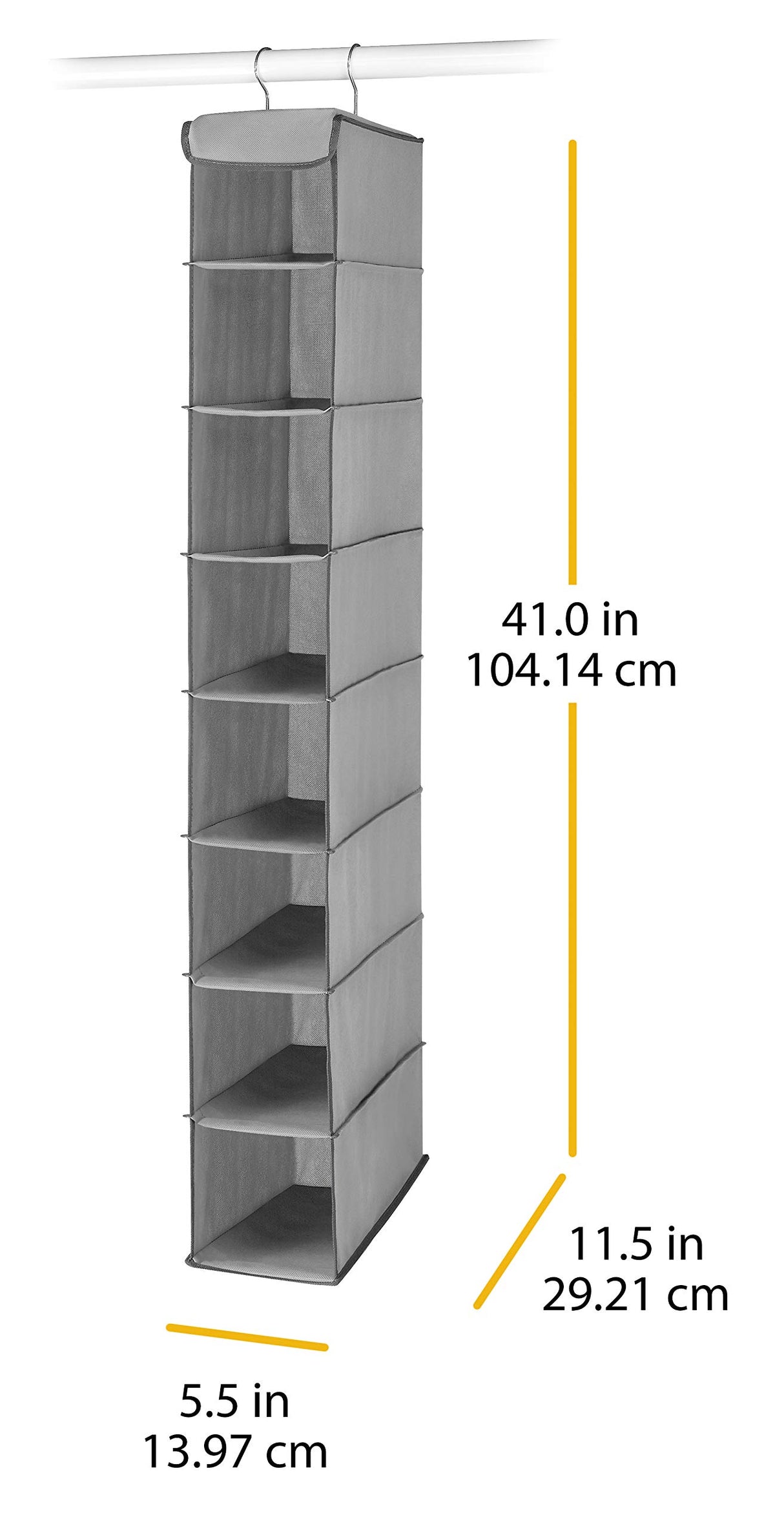 Whitmor Hanging Shoe Shelves - 8 Section - Closet Organizer - Grey Whitmor
