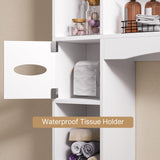 Gizoon Over The Toilet Storage Cabinet, 66''H Over Toilet Bathroom Organizer, Over Toilet Storage Cabinet with 2 Doors, Paper Holder and Racks, Adjustable Shelf, for Bathroom, Laundry, White Gizoon