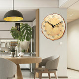 funsec 12 Inch Annual Ring Wall Clock Wood Grain Clock Leaf Tree Stump Clock Creative Silent Clock Quartz Clock Battery Powered Arabic Numerals Decorative Home Living Room Office Size:10.55"Wx11.88"H funsec
