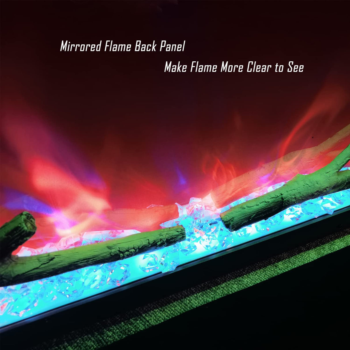 Cheerway 72 Inch Electric Fireplace, Recessed Fireplace Insert and Wall Mount Fireplace Heater with Remote & Touch Control, Adjustable Flame Color & Brightness, Log Set & Crystals, Child Lock & Timer Cheerway