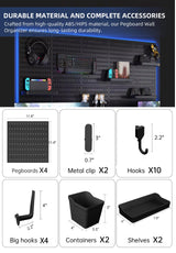 Zestify Revamp Your Space With A Versatile Pegboard Kit - Effortlessly Organize Home, Office, And Gaming Setup With Customizable Hanging Solutions (Black) Zestify