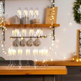 Champagne Display Holder Stand for Party, 3 Tier Clear Acrylic Wine Glass Stemware Rack Champagne Flute Holder with Led Light, Cocktail Tree Stand, 32 Slots, Measures 26" x 20" x 12" HeiMma