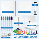 KEFF Make Your Own Board Game Set - DIY Blank Game Board Kit with Game Pieces, Blank Cards, Dice, Spinner, Pawns & More - Fun Family Board Games for Kids & Adults KEFF