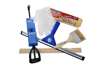 Epoxy Floor Kit - Epoxy-Coat Full Kit (Black Base)- up to 500 sq. ft. at 9.7 mils - for Garage Floors, Basement Floors, Concrete, and More with 1/4" Flakes (Blue Gray Blend) - WoodArtSupply