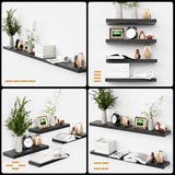 Boswillon Black Floating Shelves for Wall, 4 Sets Wall Mounted Shelves, Display Shelves for Wall Decor, Shelf for Bathroom, Kitchen, Living Room – Black Boswillon
