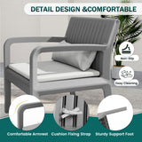 UDPATIO Resin Patio Furniture Set, No Rust Modular Outdoor Sectional Sofa Set, All Weather Patio Conversation Set, for Backyard, Deck, Poolside with Coffee Table, 4pc Grey UDPATIO