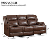 EBELLO Genuine Leather Manual Reclining Sofa, 3 Seat Recliner Sofa, Couch for Living Room, Bedroom Furniture, Meeting Room, Brown (3 Seat Sofa) EBELLO