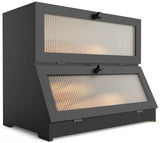 LOHASOK Double Layer Bamboo Bread Box for Kitchen Counter-Large Capacity Bread Storage Container Farmhouse Bread Box with Window Bread Holder (Black) LOHASOK