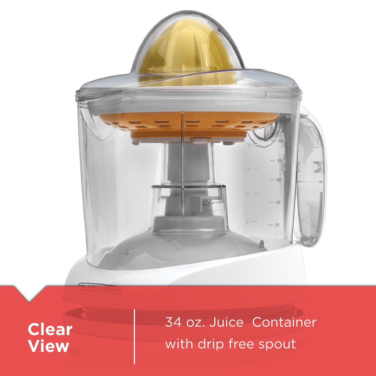 BLACK+DECKER 32oz Electric Citrus Juicer, CJ625, Pressure Activated, Adjustable Pulp Control, Dishwasher-Safe BLACK+DECKER