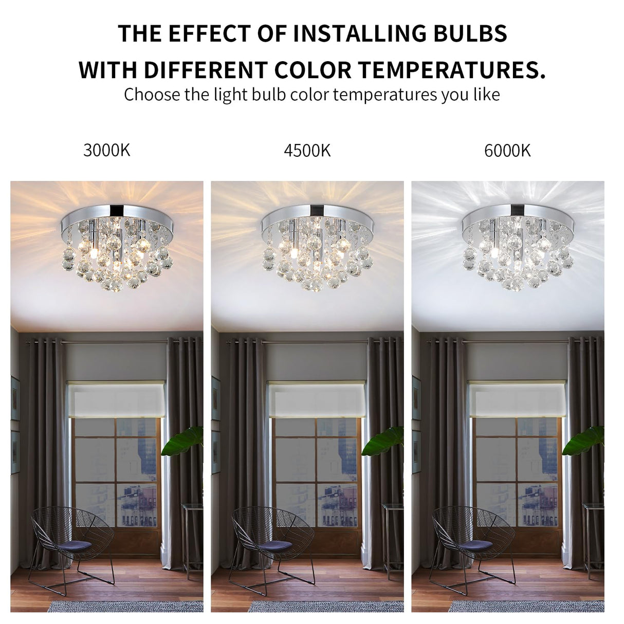 TISLYCO Modern Round Crystal Chandelier Ceiling Light,3 Light Crystal Flush Mount Small Chandelier, Silver Modern Ceiling Lamps Raindrop Chandelier Crystal Light Fixture for Bedroom, Hallway TISLYCO