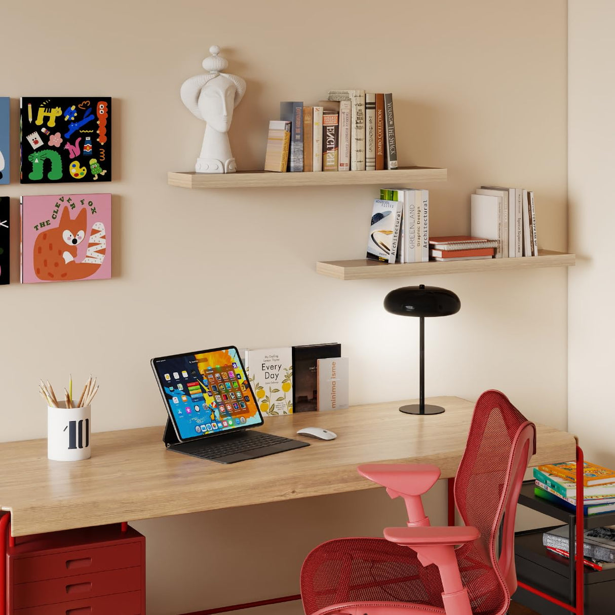 Mifurn White Shelves for Wall Floating Shelves Bathroom, Bedroom and Living Room, Wall Shelves & Book Shelf for Room, Hanging Shelf, Modern Wooden Mounted Floating Shelf, 12x7x1.5 in, Set of 2 Mifurn