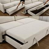 THSUPER 87-Inch King Size Convertible Sleeper Sofa Bed, Comfortable Pull-Out Futon Loveseat for RV Small Spaces, Hide-A-Bed Fold Out Couch - Beige THSUPER