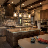 Wood Kitchen Island Lighting,4-Light Farmhouse Dining Room Light Fixture Matte Black Modern Chandeliers for Dining Room Over Table Hanging Pendant Light with Glass Shade for Bar Restaurant TWIG