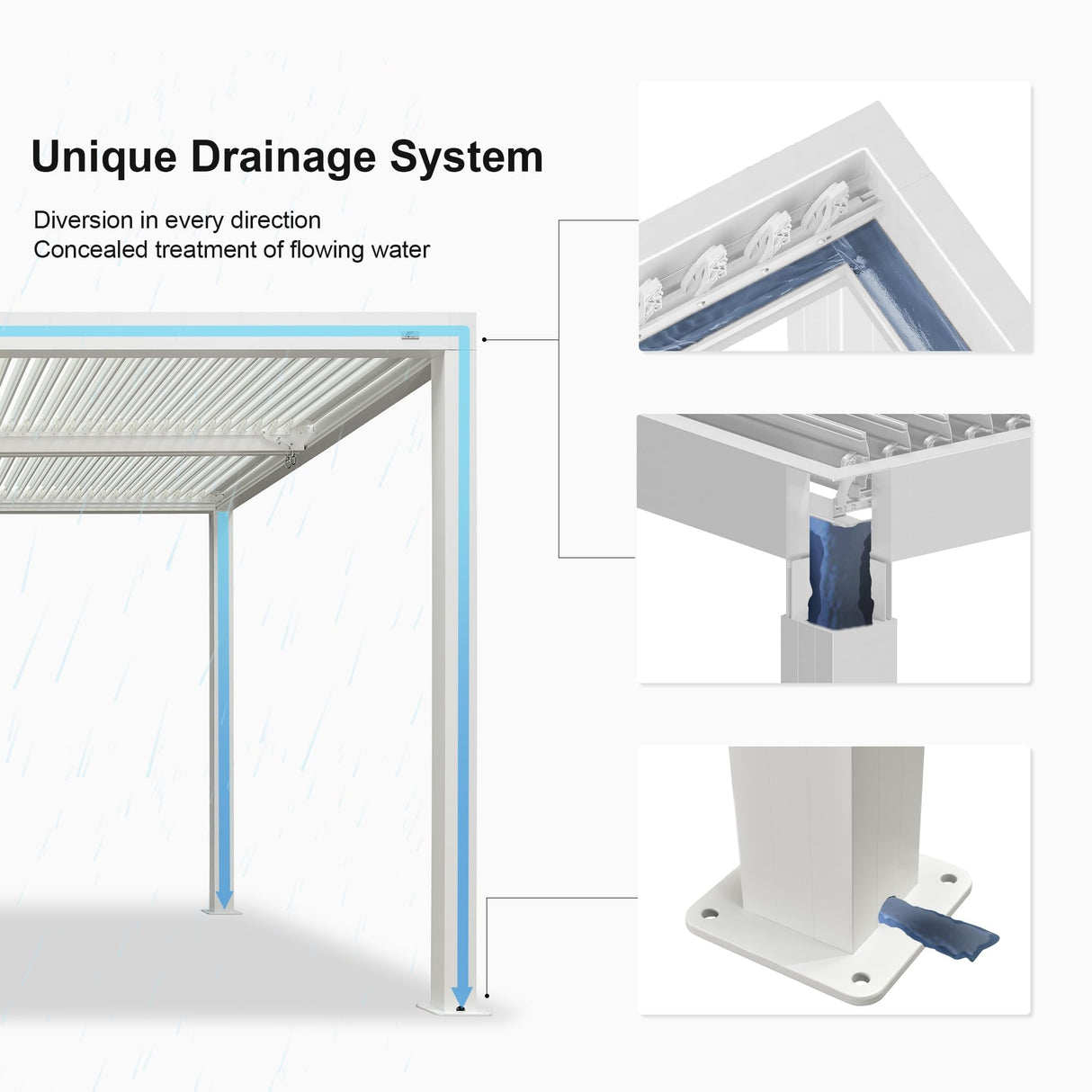 PURPLE LEAF Outdoor Louvered Pergola 12' x 14' White Aluminum Pergola Modern Shade Gazebo with 2 Independently Adjustable Rainproof Hardtop for Patio Garden Yard PURPLE LEAF