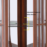 Anveffeg Corner Curio Cabinet with Glass Shelves, Tempered Glass Doors, Solid Wood Legs, 70H x 22W x 16.95D inches (Walnut) Anveffeg