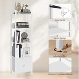 MAHANCRIS Bookshelf, 5-Tier Bookcase with Drawer, Small Book Shelf for Small Space, Storage Shelf Organizer, for Living Room, Bedroom, Study, Kitchen, White BKWT55101 MAHANCRIS