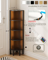 Acodaiuy Corner Shelf, 5 Tier Corner Bookshelf with LED Light,Wall Display Corner Shelf Stand with Storage Rack for Living Room,Bedroom,Office,Black Acodaiuy