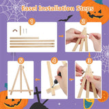 Halloween Paint by Numbers Kit for Kids with Frame - Cat Paint by Number for Kids, Halloween Kid Painting by Number Kits Age 5-8 for Home Wall Decor 8X8inch (with Wooden Easel) ajepon