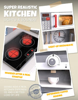 JOYOOSS Kids Play Kitchen Playset, Wooden Play Kitchen Kids Kitchen Playset Toy Toddler Kitchen Playset with Real Lights & Sounds, Play kitchen for toddlers 1-3 and Play Kitchen Sets for Kids Ages 4-8 Joyooss