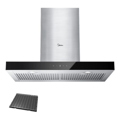 Midea MVT30W9AST Range 30 Inch 450CFM Vent T Shape Stove Hood with 5-Layer Aluminum Permanent Filters Kitchen, Ductless Convertible, 3 Speed Exhaust Fan, Stainless Steel