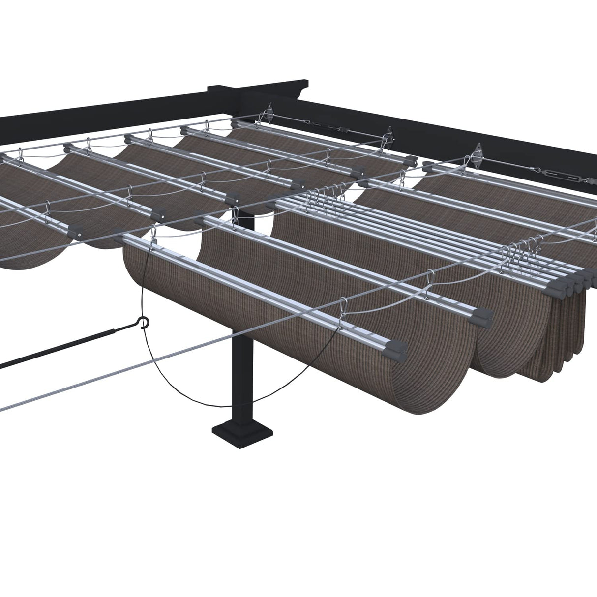 ECOOPTS 4'x16' Retractable Wave Sun Shade Canopy Pergola Cover Shade Sail Awning for Patio Porch Garden Yard Deck Outdoor (Brown) ECOOPTS