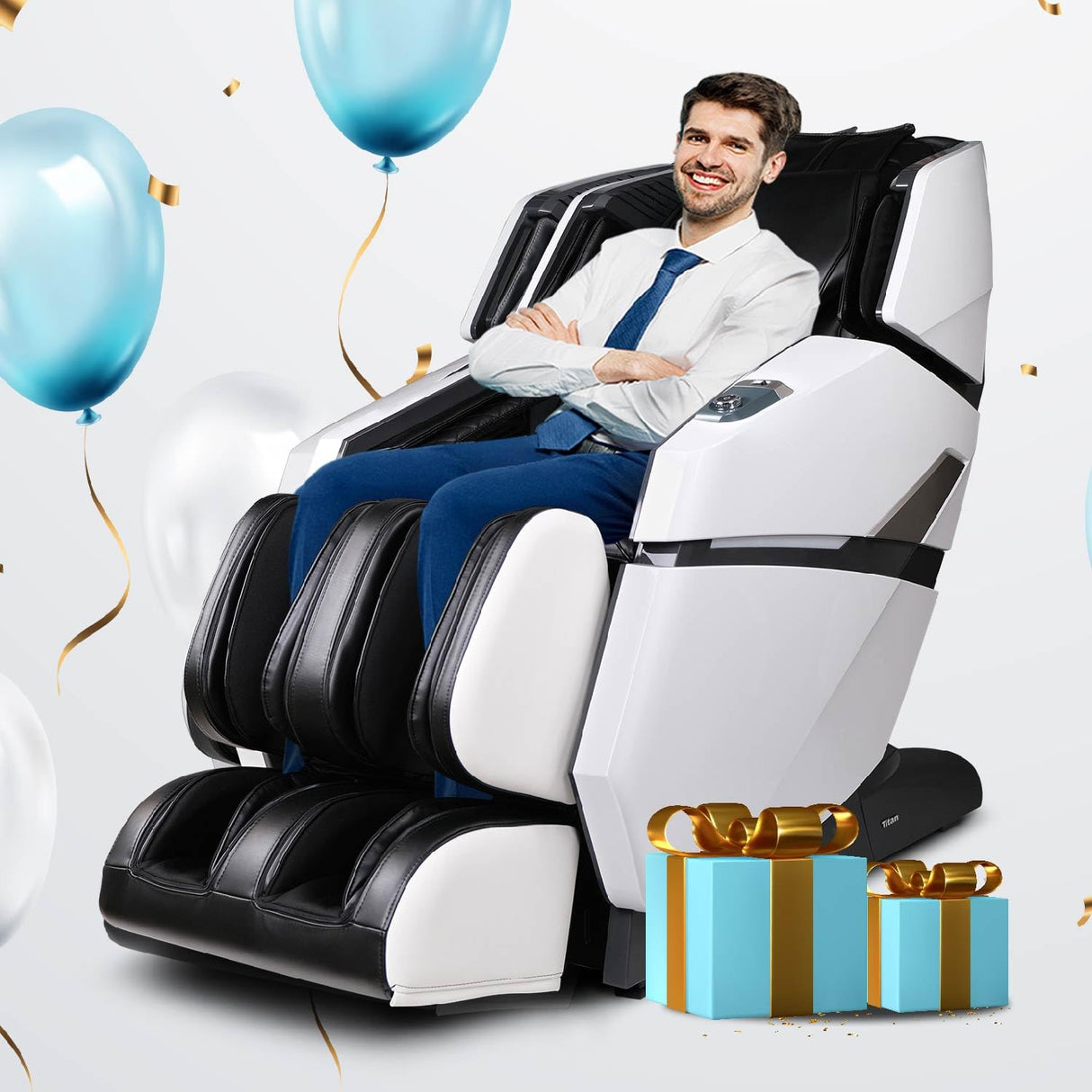 Osaki Titan Summit Flex | Gray | SL-Track Zero Gravity Full Body Massage Chair | Body Scanning | Lumbar and Calf Heating | Bluetooth Speaker | Space Saving | Full Body Airbag Compression Osaki