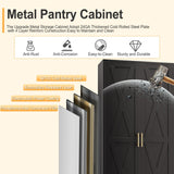 Lusiwry 61" H Metal Kitchen Pantry Storage Cabinet, Freestanding Cupboard with 2 Doors and 3 Adjustable Shelves, Standing Storage for Kitchen, Bathroom, Garage, Dinning Room or Utility Room（Black） Lusiwry