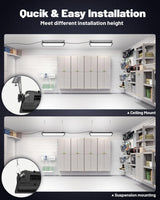 AGranTOP 2 Pack Linkable LED Shop Light - 100W 15000LM Aluminum Plug in Garage Light w/ 9.84ft Power Cord and On/Off Switch, 6500K Shop Lights for Garage, Workshop, Warehouse AGranTOP