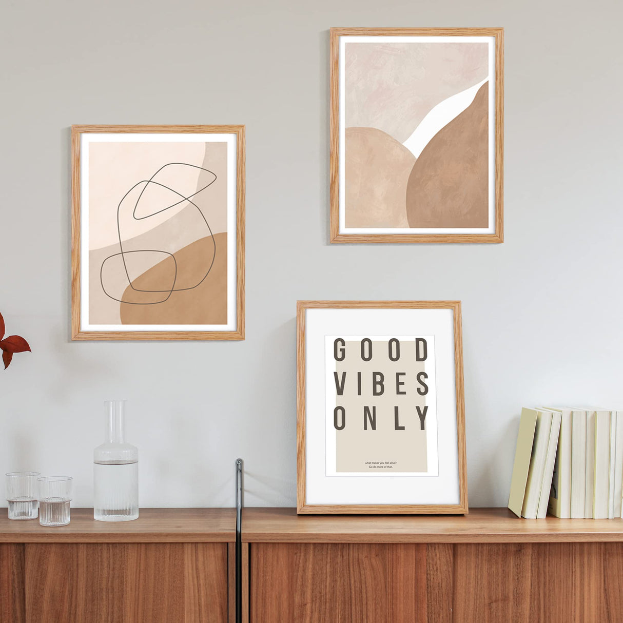11x14 Picture Frame, 11"x14" Oak Wood Frame, 11x14 Picture Frame Set of 3, 11x14 Frame with Mat for 8x10, Real Tempered Glass, 11 x 14 Photo Frame for Wall (Natural Oak Color, 3 Pack) Fun Memories