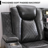 Power Reclining Sofa Couch with Wireless Charger, 3 Seaters with Recliner with Reading Light, Leather Electric 3 Seat Sofa Sectional Set for Living Room, Home Theater Seating with LED Lights, Grey Comfort Stretch