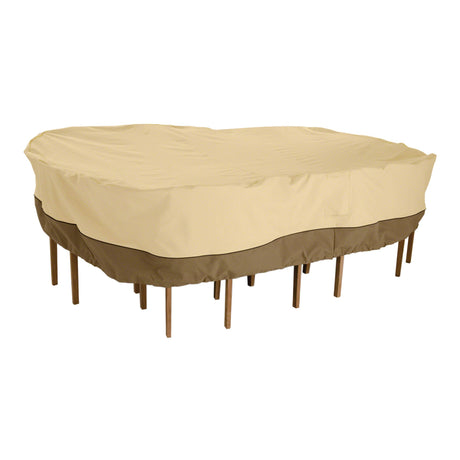 Classic Accessories Veranda Water-Resistant 108 Inch Rectangular/Oval Patio Table & Chair Set Cover, Outdoor Table Cover Classic Accessories