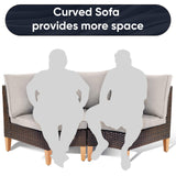 HUMMUH 12 Pieces Patio Furniture Set,Outdoor Half-Moon Sectional Couches Swivel Patio Chairs with Ottomans,All Weather PE Wicker Patio Conversation Sets for Garden Porch Backyard HUMMUH