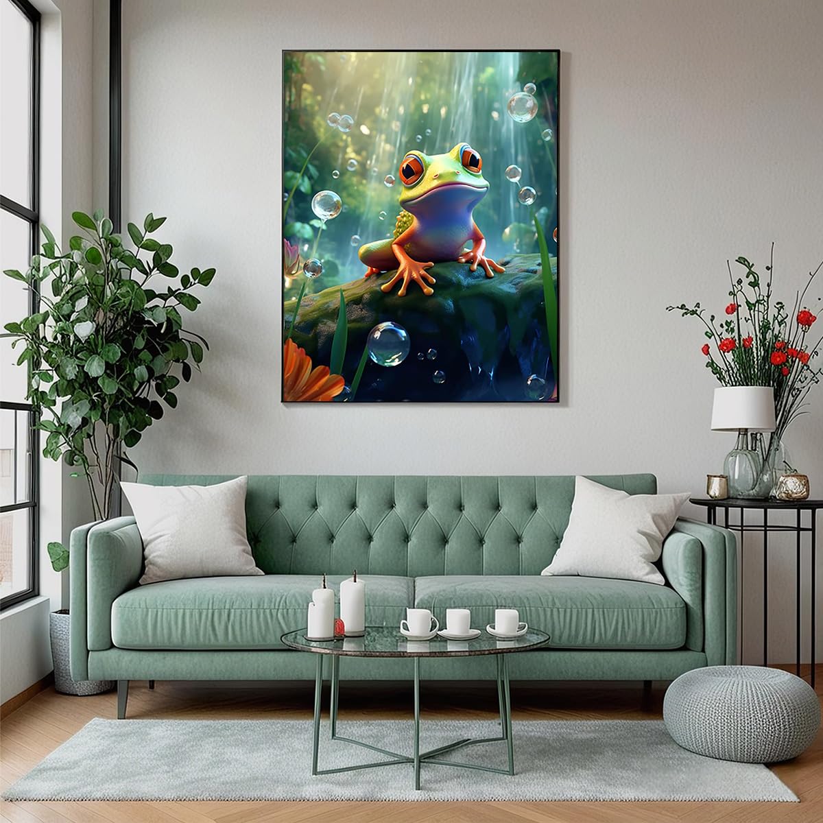 5D Diamond Painting Kit, 30x40cm Rain Frog in Jungle Cute Animal Art, Round Drill DIY Craft, Fun Gift for Adults & Teens Amz Camel