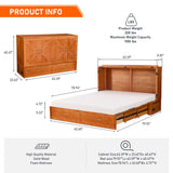 Murphy Bed with Mattress Included, Queen Murphy Cabinet Bed with Storage Drawers and Charging Station, Space-Saving Cabinet beds for Guest Room, Living Room, Poplar Wood BOVONO