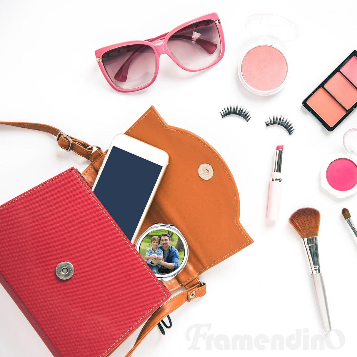 Framendino, 12 Pack Sublimation Cosmetic Mirror Blanks Transfer Portable Makeup Compact Mirrors Round Folding Travel Mirror for Women Framendino