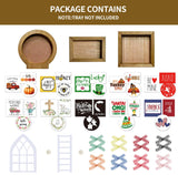 Nuvagiki Valentine's Day Tiered Tray Decor, Valentine's Day Decorations for Home Indoor, Interchangeable Year Round Seasonal Decorations Wooden Frames + Mini Arch + Ladder Set, No Tray, Turkey Decor nuvagiki