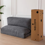 MAXYOYO Bean Bag Bed Folding Sofa Bed Floor Mattress for Adults, Extra Thick and Long Floor Sofa with Corded Washable Cover, Dark Grey, 54x95 Inch MAXYOYO