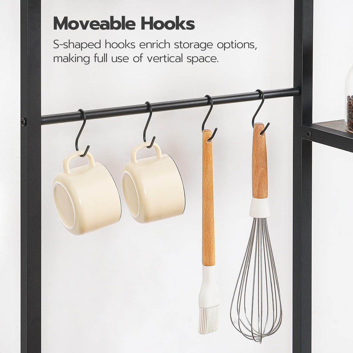 HOOBRO Multifunctional 6-Tier Bakers Rack with Power Outlets and Hooks for Kitchen and Living Room HOOBRO