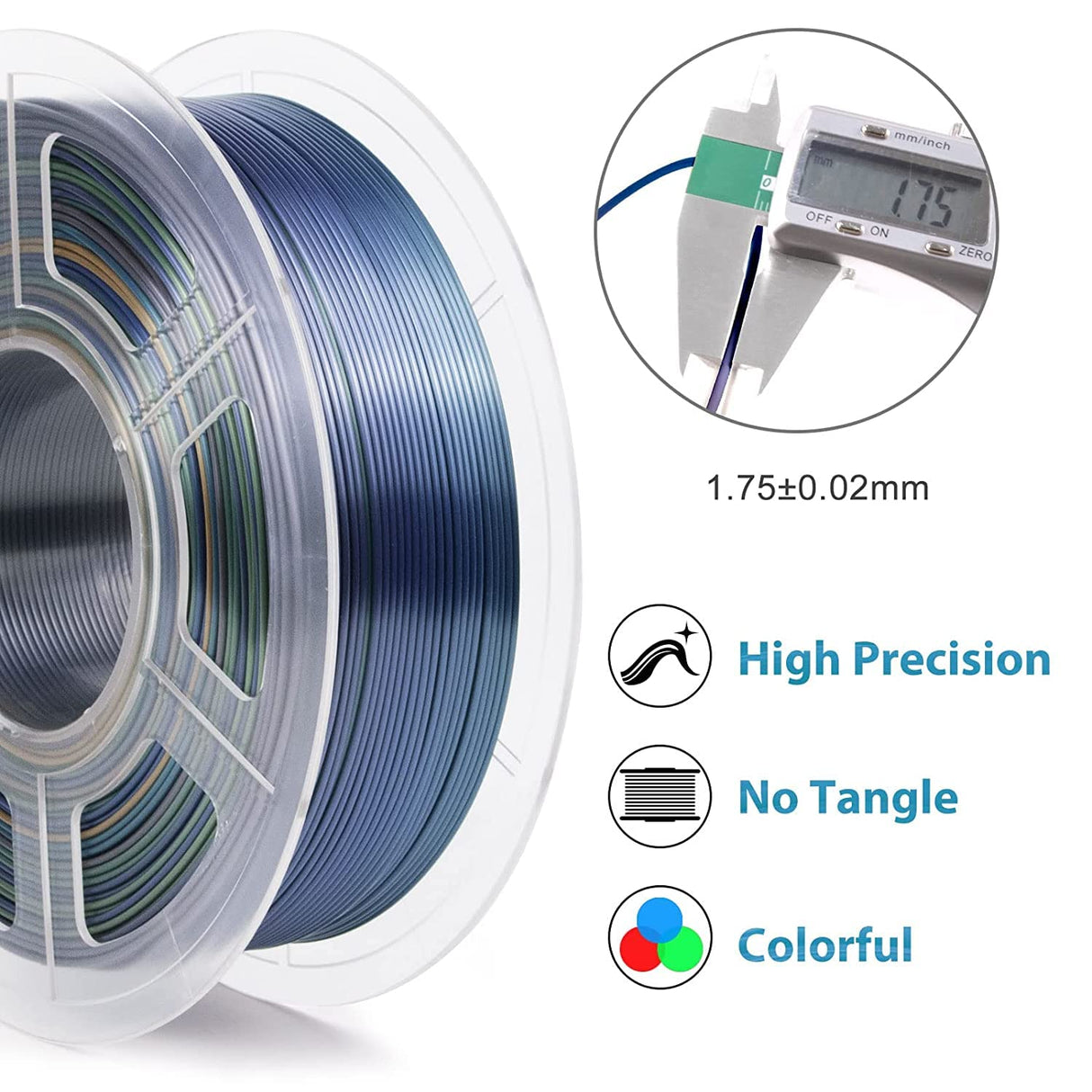 IEMAI Rainbow Silk PLA Filament 1.75mm, High-Speed 3D Printer Filament at 30-600mm/s, Rapid Color Changing Gradient Filament, Metallic Shiny Finish, 1kg/2.2lbs Spool IEMAI
