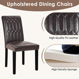 VECELO Upholstered Dining Chairs Set of 4, Modern PU Leather Accent Parsons, Solid Wood Legs w/Rubber Footpads, for Living Room Kitchen, Coffee VECELO