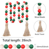 Christmas Wood Bead Garland,39in Farmhouse Beads with Tassels Christmas Tiered Tray Decor Wall Hanging Home Ornaments for Christmas Tree Decorations Meplait