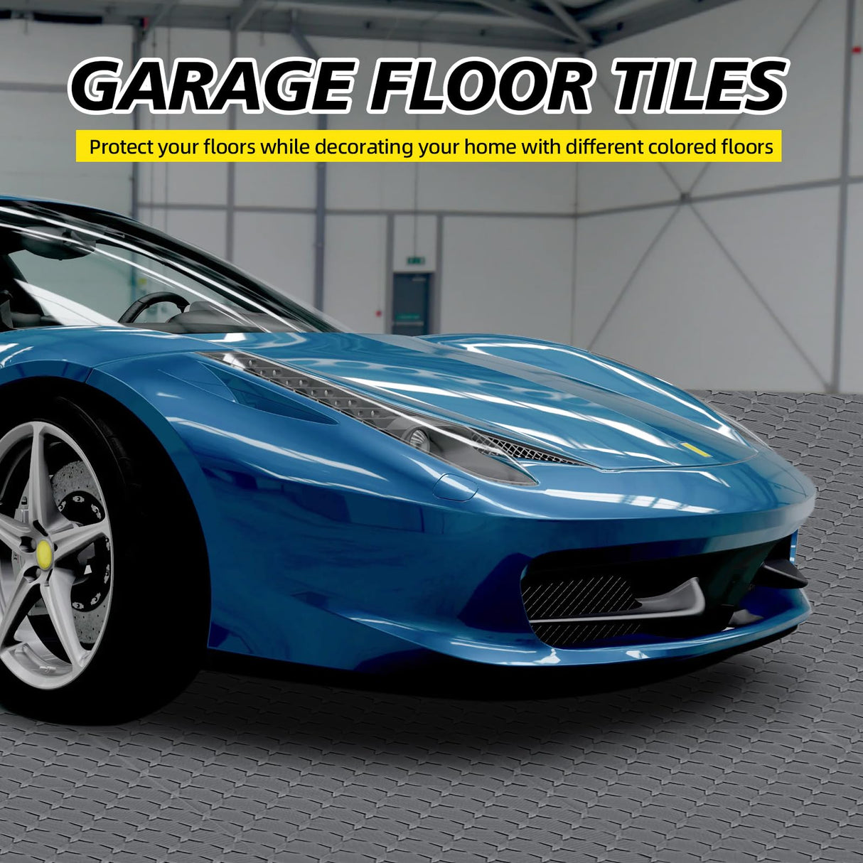 Garage Floor Tiles, 48 Pack 12" x 12" Interlocking Flooring Tile, Non-Slip Diamond Plate Floor Covering for Garages, Warehouse, Basements, Gyms Grey laapee