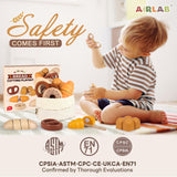 Wooden Play Food Bakery Toy Sets for Kids Kitchen Grocery Pretend Fake Food Accessories Playsets for Kids Ages 4-8 Birthday Gift for Boys Girls Educational Toys Airlab